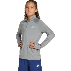 adidas - Kid's Goto PZ 1/4 Zip Longsleeve Tee - Longsleeve Grey Three / Grey One / Reflective Silver Hot