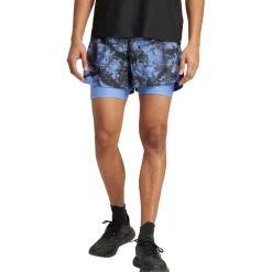 adidas - Own The Run Spray Dye 2in1 Short - Laufshorts Grey Four / Black Hot