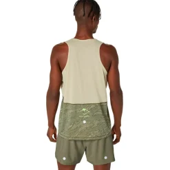 Asics - Fujitrail Singlet - Laufshirt Mantle Green / Khaki Clearance