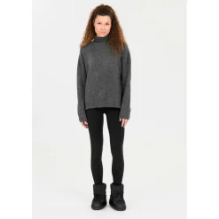 ATHLECIA - Women's Daviana Knitted High Neck - Pullover Dark Grey Melange Best