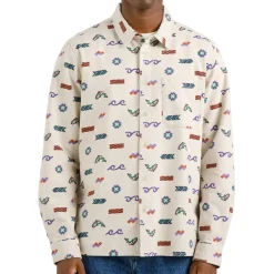 Clearance DEDICATED - Shirt Rute Flannel Trout And Waves - Hemd Oat White