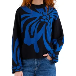 Best DEDICATED - Women's Sweater Limhamn Big Flower - Pullover Blue