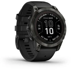 Garmin - Fenix 7 Pro Sapphire Solar - Multifunktionsuhr Carbon Grey DLC Titan with Black Band Discount