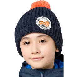 - Kid's Pompom Badge Beanie - Mütze Kopfbedeckungen|Alltagsbekleidung