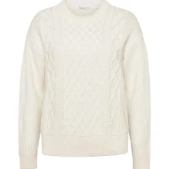 Hot KnowledgeCotton Apparel - Women's Cotton Cable Crew Neck - Wollpullover