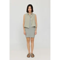 Hot Mazine - Women's Sleeveless Linen Blouse - Bluse