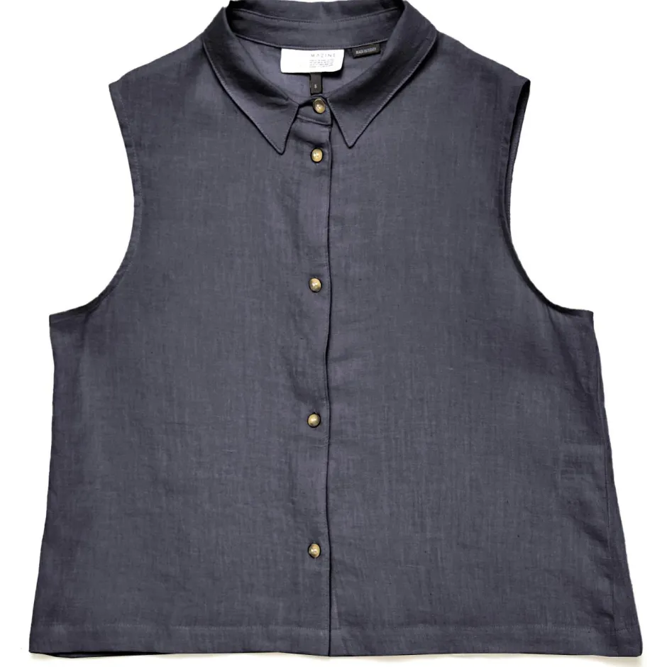 Hot Mazine - Women's Sleeveless Linen Blouse - Bluse