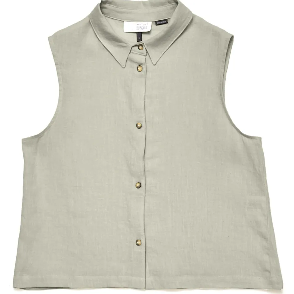 Hot Mazine - Women's Sleeveless Linen Blouse - Bluse
