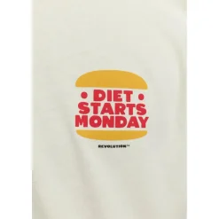 Online Revolution - Printed T-Shirt Diet Starts Monday - T-Shirt Off White