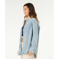 Discount Rip Curl - Women's Surf Side Relaxed Denim Shirt - Hemd Washed Blue