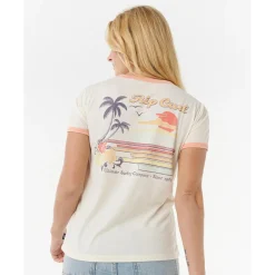 Discount Rip Curl - Women's Swell Lines Ringer Tee - T-Shirt Bone