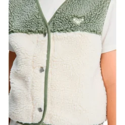 Clearance Roxy - Kid's Iconic Color Block - Fleeceweste Oil Green