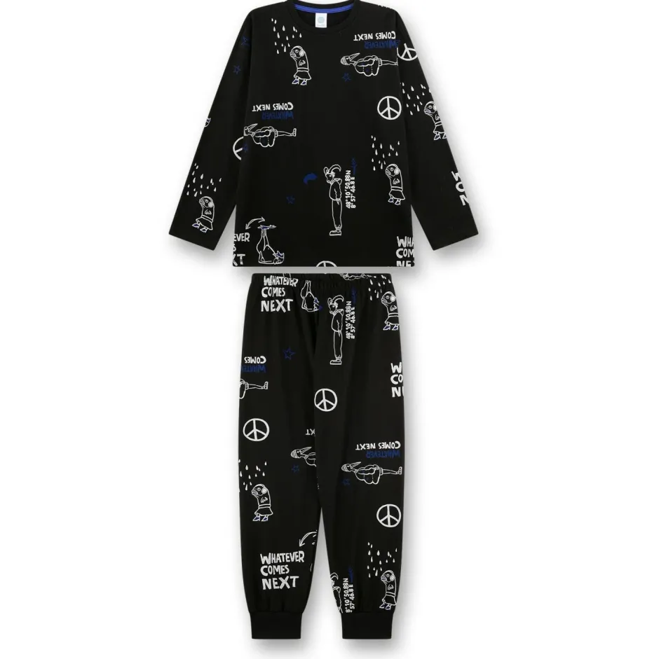 Best Sanetta - Kid's Pyjama Long AOP 245916 - Schlafanzug Super Black
