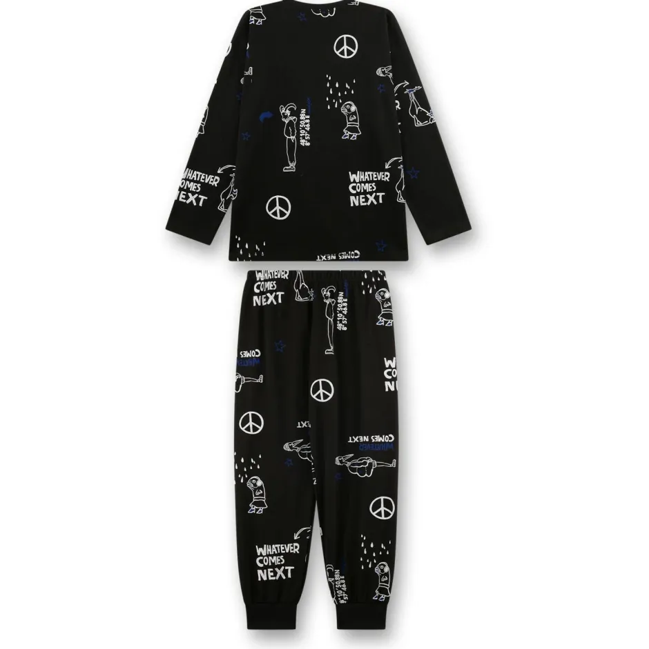 Best Sanetta - Kid's Pyjama Long AOP 245916 - Schlafanzug Super Black