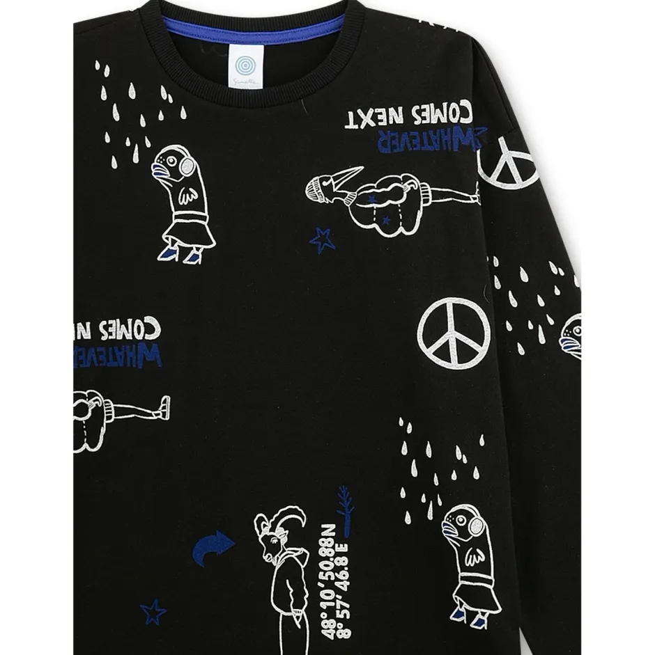Best Sanetta - Kid's Pyjama Long AOP 245916 - Schlafanzug Super Black
