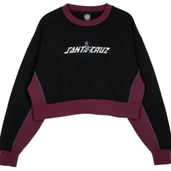 Santa Cruz - Women's Flourish Strip Crew - Pullover Black Sale