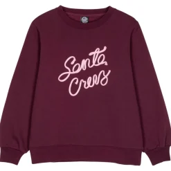 Santa Cruz - Women's Ribbon Script Front Crew - Pullover Dark Cherry Clearance