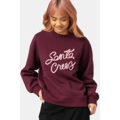 Santa Cruz - Women's Ribbon Script Front Crew - Pullover Dark Cherry Clearance