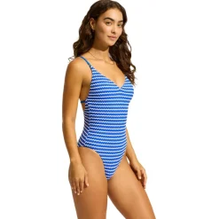 Seafolly - Women's Mesh Effect V Neck One Piece - Badeanzug Online