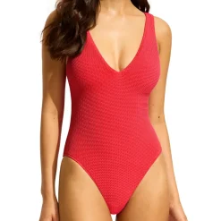 Best Seafolly - Women's Sea Dive Deep V Neck One Piece - Badeanzug
