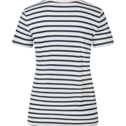 super.natural - Women's Stripe Cote D'Azur Bio Jersey Tee - Merinoshirt Fresh White / Navy Stripe / Salute New