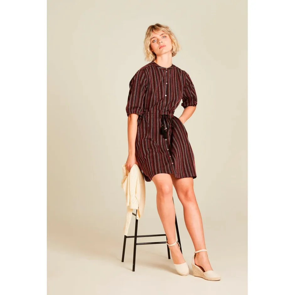 Clearance - Women's Blusenkleid in Leinenoptik - Kleid Alltagsbekleidung