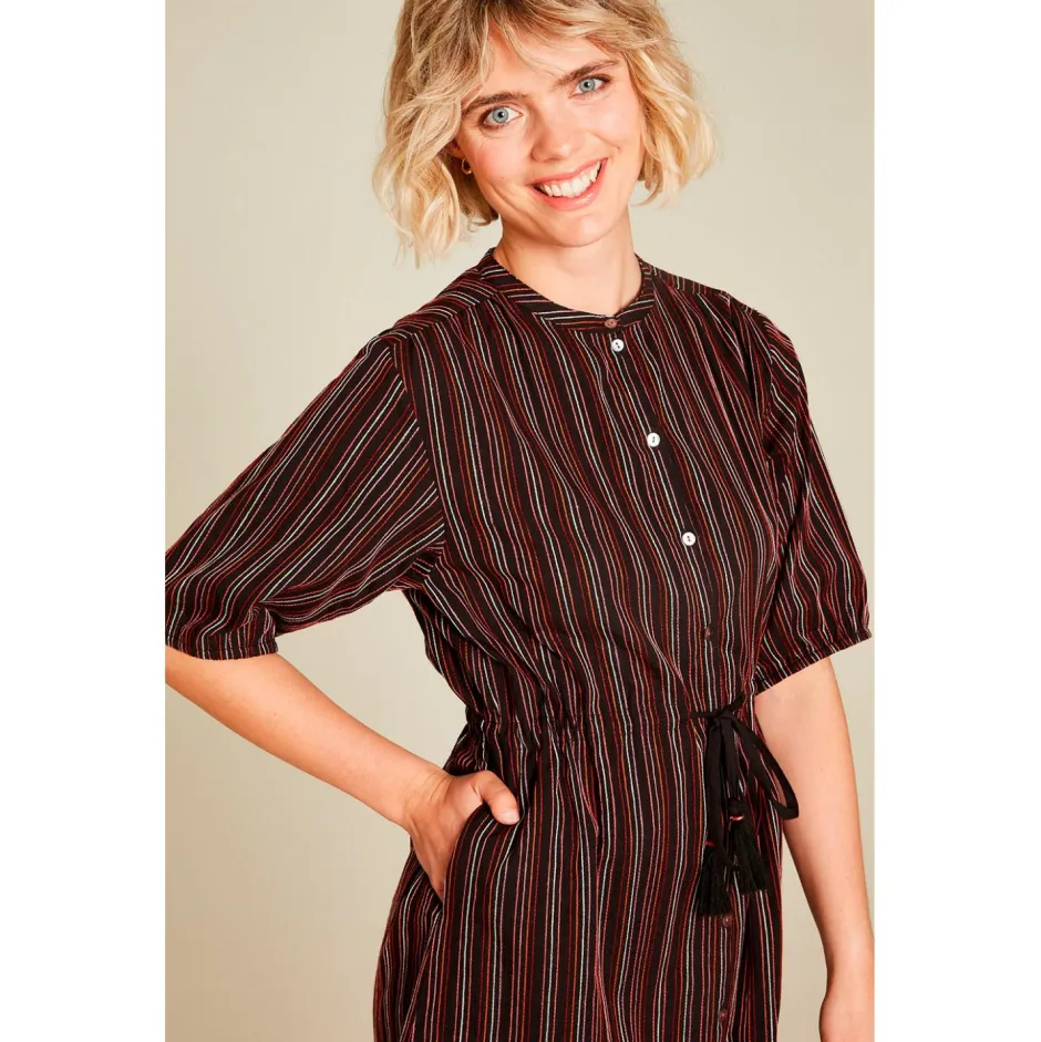 Clearance - Women's Blusenkleid in Leinenoptik - Kleid Alltagsbekleidung