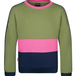 Hot Trollkids - Girl's Verdal Sweatshirt - Pullover Dusky Olive / Light Magenta / Navy