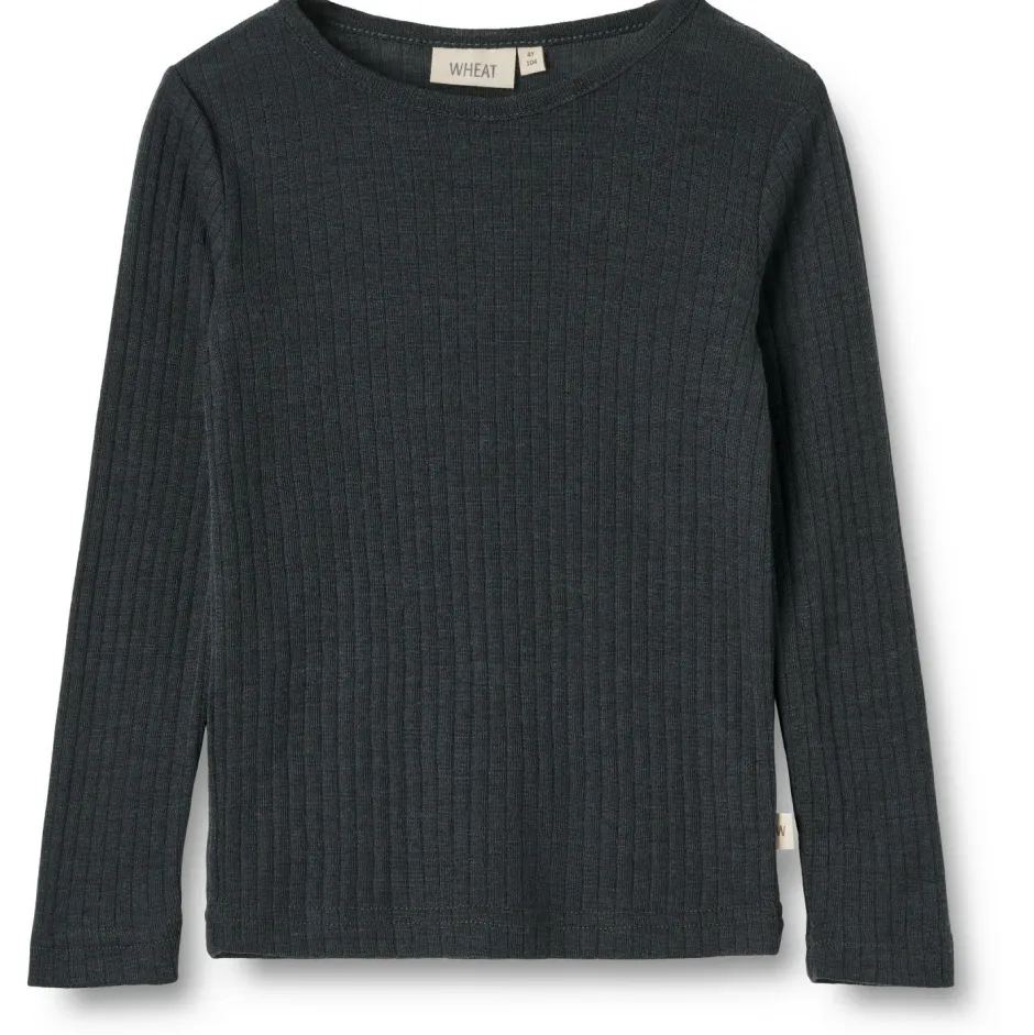 WHEAT - Kid's Gestreiftes Langarm-Shirt Wool / Silk - Merinounterwäsche Best