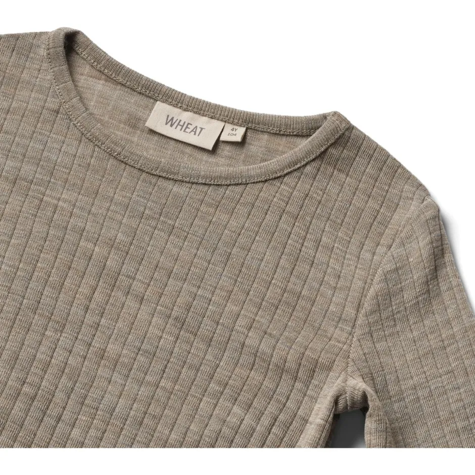 WHEAT - Kid's Gestreiftes Langarm-Shirt Wool / Silk - Merinounterwäsche Best