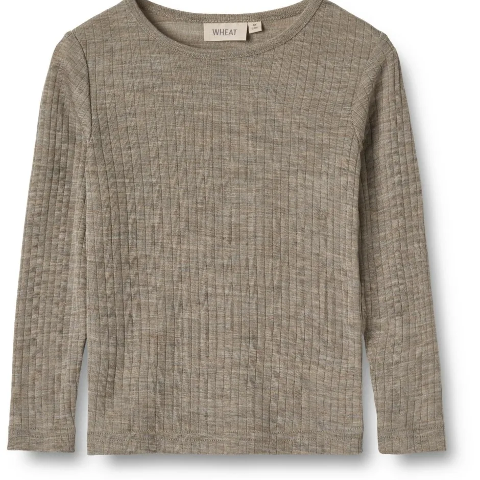 WHEAT - Kid's Gestreiftes Langarm-Shirt Wool / Silk - Merinounterwäsche Best